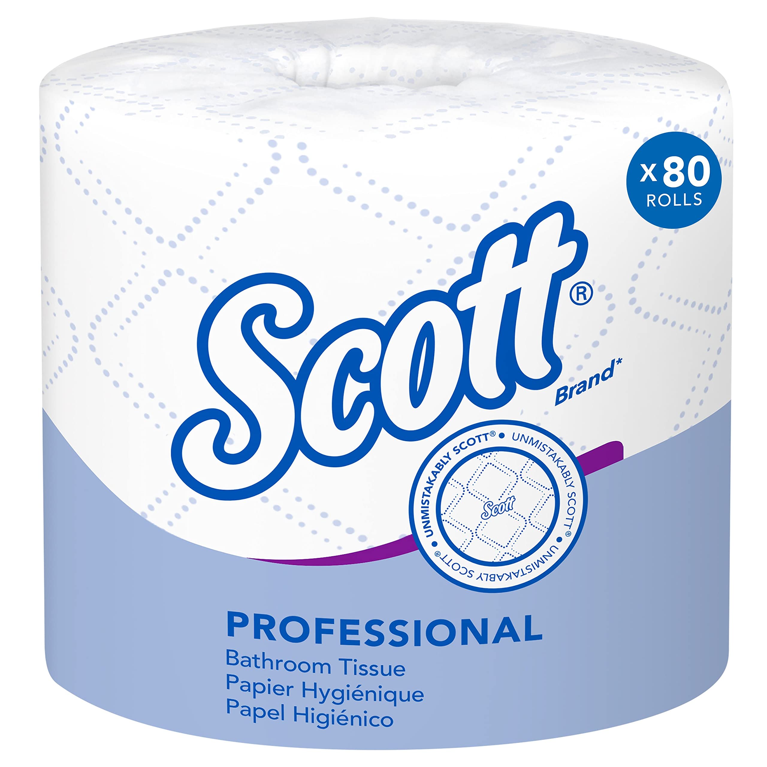 Book Cover Scott® Professional Standard Roll Toilet Paper (04460), with Elevated Design, 2-Ply, White, Individually wrapped, (550 Sheets/Roll, 80 Rolls/Case, 44,000 Sheets/Case) 80 Count (Pack of 1) 80 Rolls