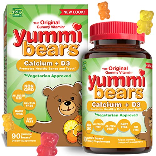 Book Cover Yummi Bears Vegetarian Calcium + Vitamin D3 Gummy Vitamin Supplement for Kids, 90 Gummy Bears
