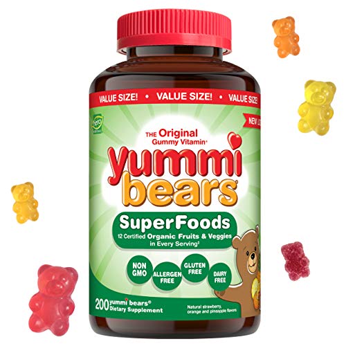 Book Cover Yummi Bears Wholefood and Antioxidants Gummy Vitamins for Kids, 200 Count (Pack of 1)