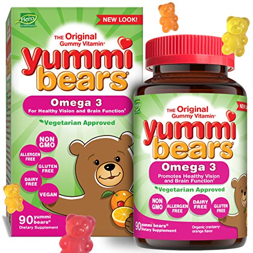 Book Cover Yummi Bears Fish Free Omega 3 with Chia Seed Supplement for Kids, 90 Gummy Bears