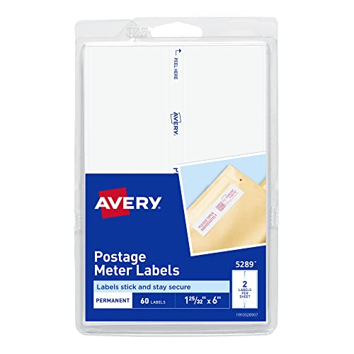 Avery Postage Meter Labels for Personal Post Office, 1-25/32" x 6", White, 60 Mail Meter Labels (05289)