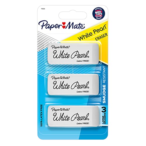 Book Cover Paper Mate 70624 White Pearl Erasers, Large, 3 Count