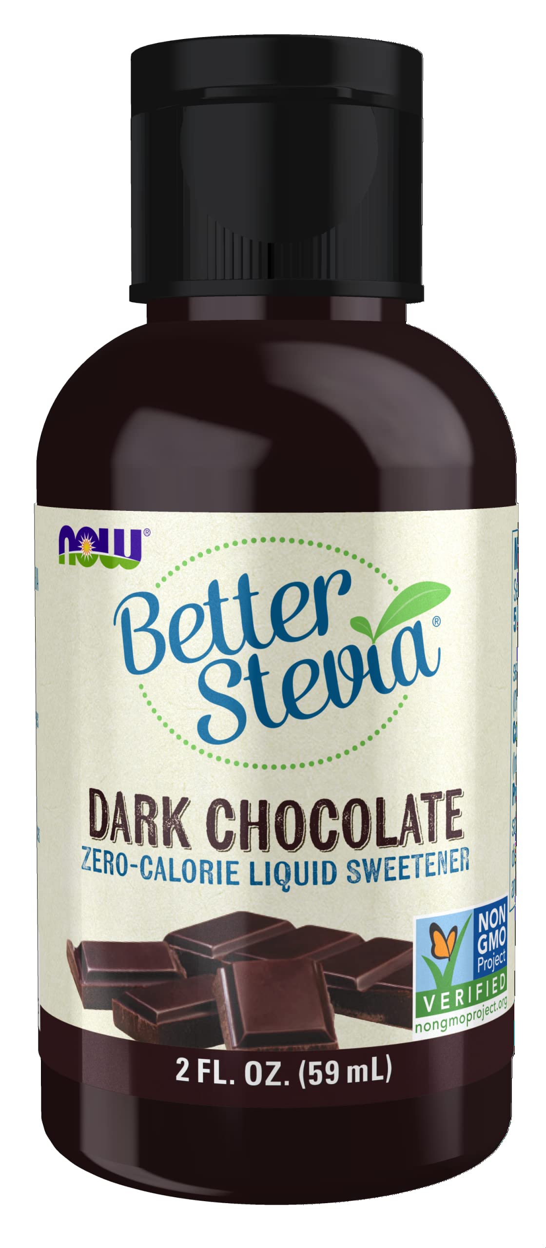 Book Cover NOW Foods, Better Stevia Liquid, Dark Chocolate, Zero-Calorie Liquid Sweetener, Low Glycemic Impact, Certified Non-GMO, 2-Ounce