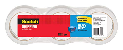 Scotch Heavy Duty Shipping Packaging Tape, 3" Core, 1.88" x 38.2 Yards, 3 Rolls (3850S-3), Clear