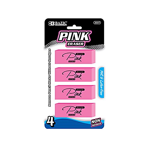 Book Cover BAZIC Pink Bevel Eraser (4/Pack)