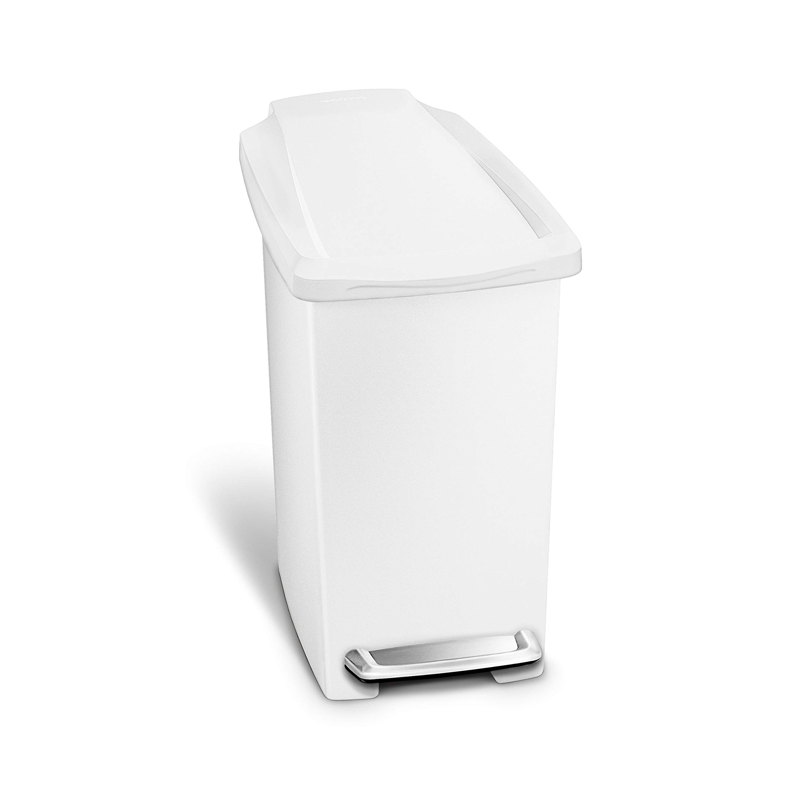 Book Cover simplehuman 10 Liter / 2.6 Gallon Compact Slim Bathroom or Office Step Trash Can, White Plastic black