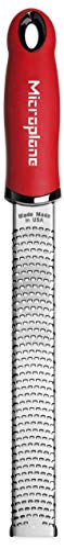 Microplane Premium Zester Grater-Made in USA Stainless Steel Blade-for zesting Citrus and Grating Cheese-Soft Touch Handle-Red