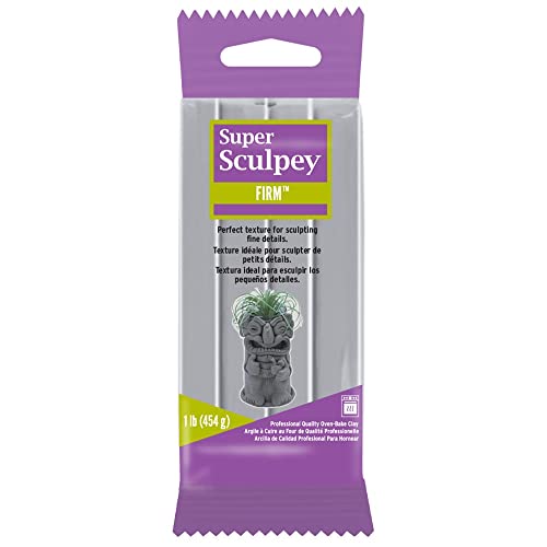 Super Sculpey Firm Gray, Premium, Non Toxic, Firm, Sculpting Modeling Polymer clay, Oven Bake Clay, 1 pound bar. Great for all advanced sculptors, artists, model makers and movie studios.