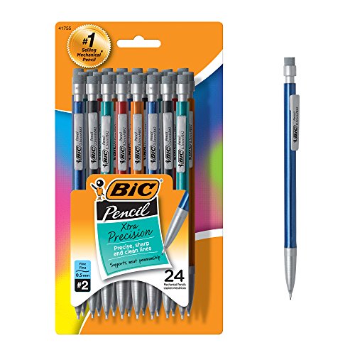 Book Cover BIC Xtra-Precision Mechanical Pencil, Metallic Barrel, Fine Point (0.5mm), 24-Count, Doesn't Smudge and Erases Cleanly