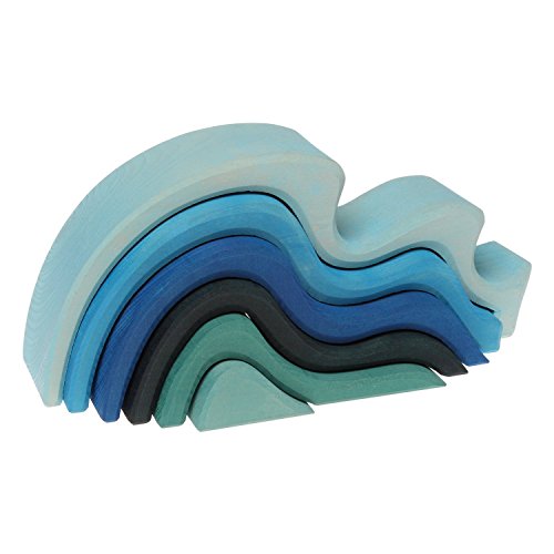 Book Cover Grimm's Large WaterWaves Stacker - Nesting Wooden Wave Blocks, 