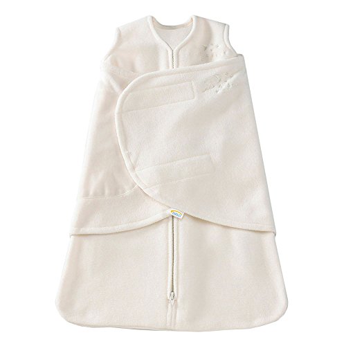 Book Cover HALO Micro Fleece Sleepsack Swaddle, 3-Way Adjustable Wearable Blanket, TOG 3.0, Cream, Small, 3-6 Months