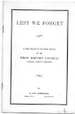 Lest We Forget: A Brief Sketch of the Early History of the First Baptist Church, Valdese, North Carolina