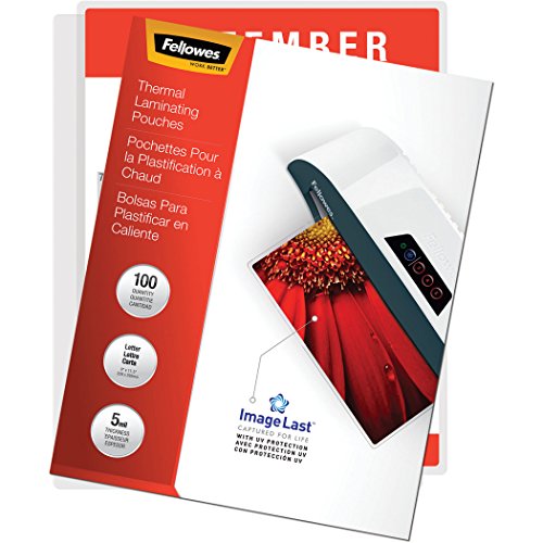 Book Cover Fellowes Thermal Laminating Pouches, ImageLast, Jam Free, Letter Size, 5 Mil, 100 Pack (52040)