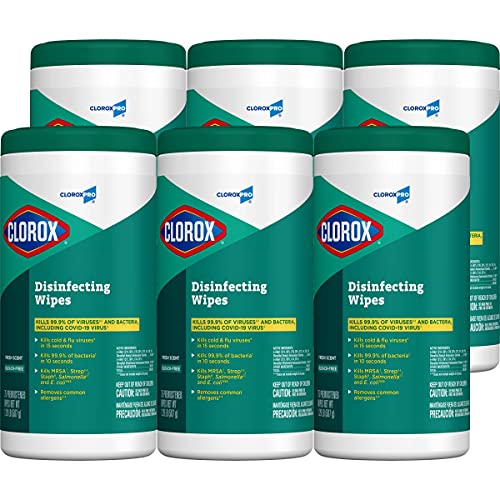 Book Cover CloroxPro Disinfecting Wipes, Fresh Scent, 75 Count (Package May Vary) (Pack of 6) (15949)