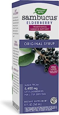 Book Cover Nature’s Way Sambucus Original Elderberry Syrup, Black Elderberry Extract, Traditional Immune Support*, Delicious Berry Flavor, 8 Fl Oz.