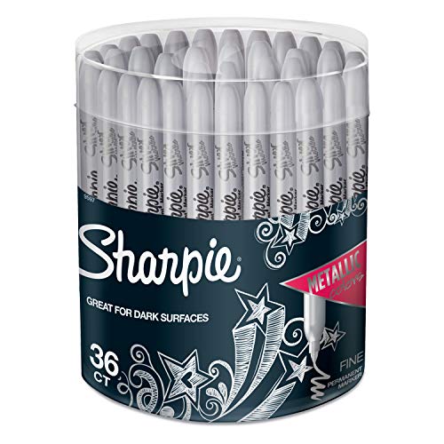 Book Cover Sharpie Metallic Permanent Markers, Fine Point, Silver, 36 Pack