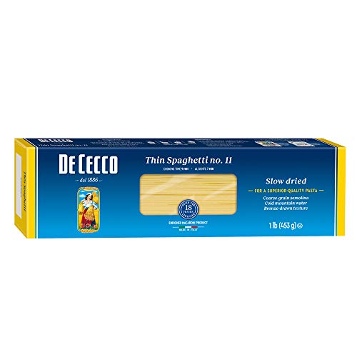 De Cecco Semolina Pasta, Thin Spaghetti No.11, 1 Pound (Pack of 5)