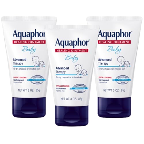 Aquaphor Baby Healing Ointment - Advanced Therapy for Chapped Cheeks and Diaper Rash - 3 Oz (Pack of 3)