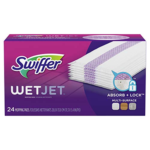 Book Cover Swiffer WetJet Hardwood Floor Cleaner Spray Mop Pad Refill, Multi Surface, 24 Count