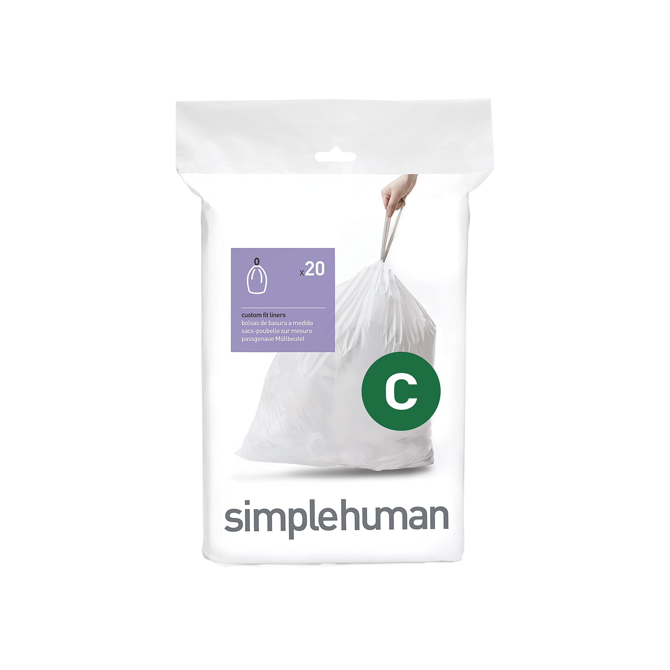 Book Cover simplehuman Trash Can Liner C, 10-12 Liters/2.6-3.2 Gallons, 20-Count Bags (Pack of 3)