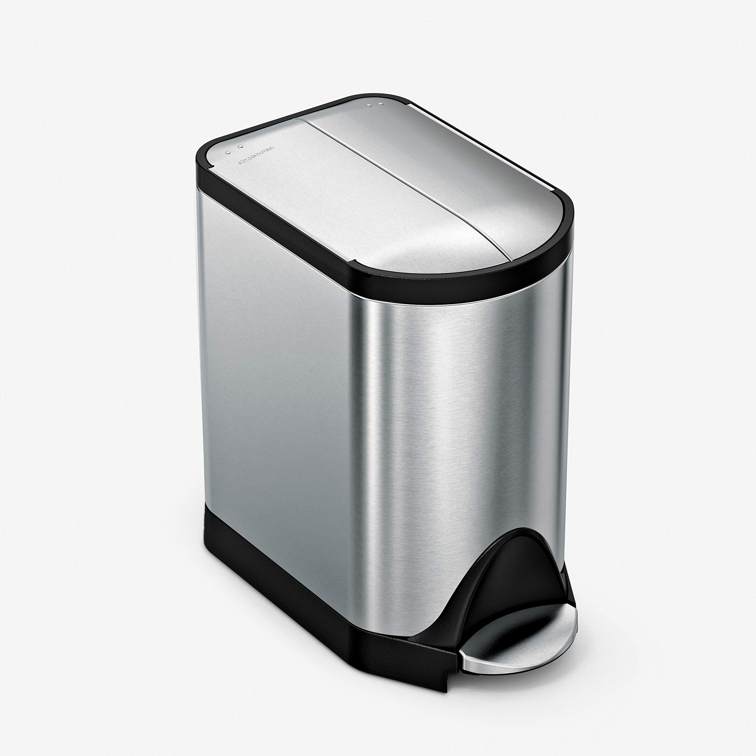Book Cover simplehuman 20 Liter / 5.3 Gallon Butterfly Lid Kitchen Step Trash Can, Brushed Stainless Steel