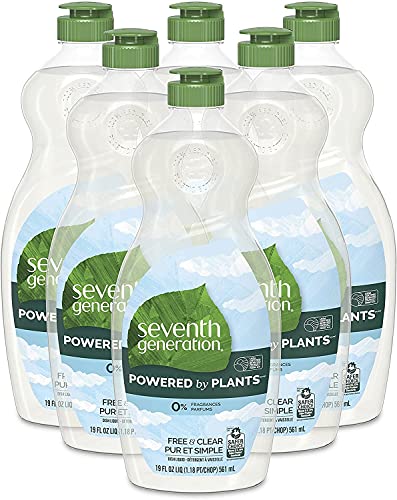 Book Cover Seventh Generation Dish Liquid Soap, Free & Clear, 25 Oz, Pack of 6