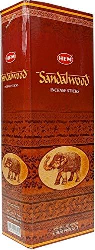 Book Cover HEM - Sandalwood Incense Sticks - Pack of 6 - 120 count - 301g Sandal-Wood