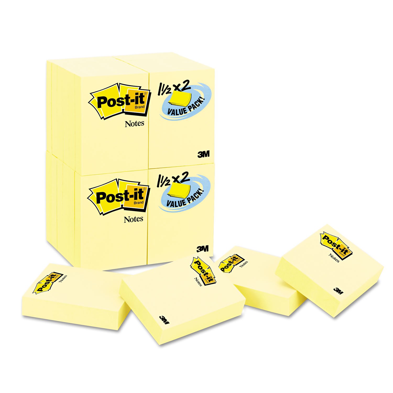 Book Cover Post-it Mini Notes, 1.5 in x 2 in, 24 Pads, America #1 Favorite Sticky Notes, Canary Yellow, Clean Removal, Recyclable (653-24VAD-B)