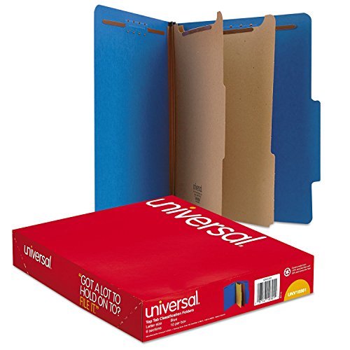 Book Cover Universal Pressboard Classification Folders, Letter, Six-Section, Cobalt Blue, 10/Box (10301)