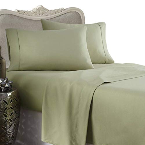 Book Cover 1200 Thread Count Queen 4pc Bed Sheet Set Egyptian Cotton Deep Pocket Sage
