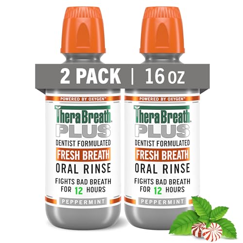 TheraBreath Plus Maximum-Strength Oral Rinse, 16 Ounce Bottle (Pack of 2)