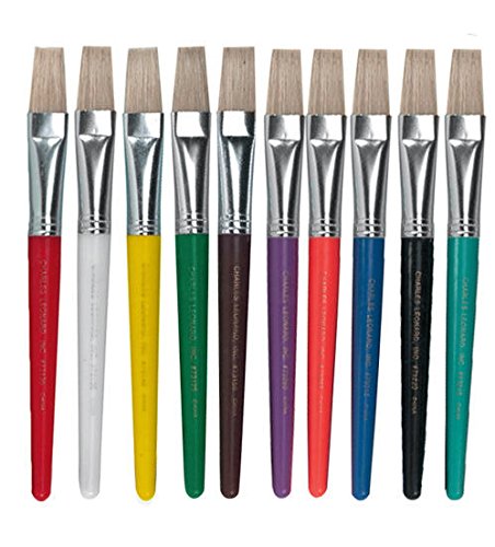 Book Cover Creative Arts by Charles Leonard Stubby Flat Paint Brushes, 10/Set, Assorted Colors (73290)