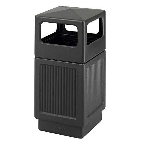 Book Cover Safco Products Canmeleon Outdoor/Indoor Recessed Panel Trash Can 9476BL, Black, Decorative Fluted Panels, 38-Gallon Capacity