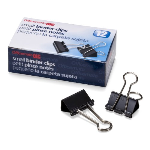 Book Cover Officemate Small Binder Clips, Black, 12 Boxes of 1 Dozen Each (144 Total) (99020)