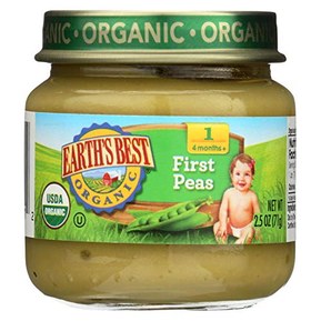 Earth's Best First Peas, Og, 2.50-Ounce (Pack of 12)