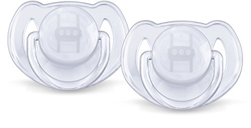 Book Cover Philips AVENT BPA Free Translucent Pacifier, 6-18 Months, 2-Pack, Assorted Color