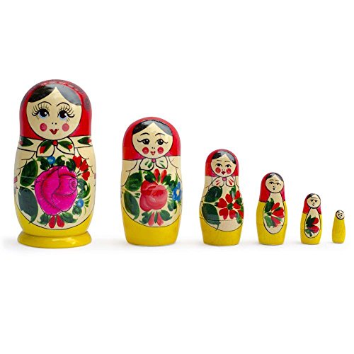 Book Cover BestPysanky Set of 6 Traditional Semenov Matryoshka Wooden Russian Nesting Dolls 5.5 Inches