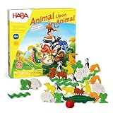 HABA Animal Upon Animal Game - Classic Wooden Tower Stack Games for Kids and Adults - Ages 4+ STEM & Fine Motor Skills Challenge (Made in Germany)