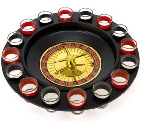 Fairly Odd Novelties FON-10046 Shot Glass Roulette Complete Set drinking game, 16PCS, Red/Black