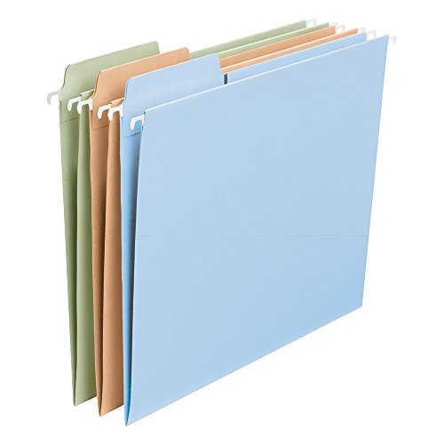 Book Cover Smead FasTab Hanging File Folder, 1/3-Cut Built-in Tab, Letter Size, Assorted Colors, 18 per Box (64054)