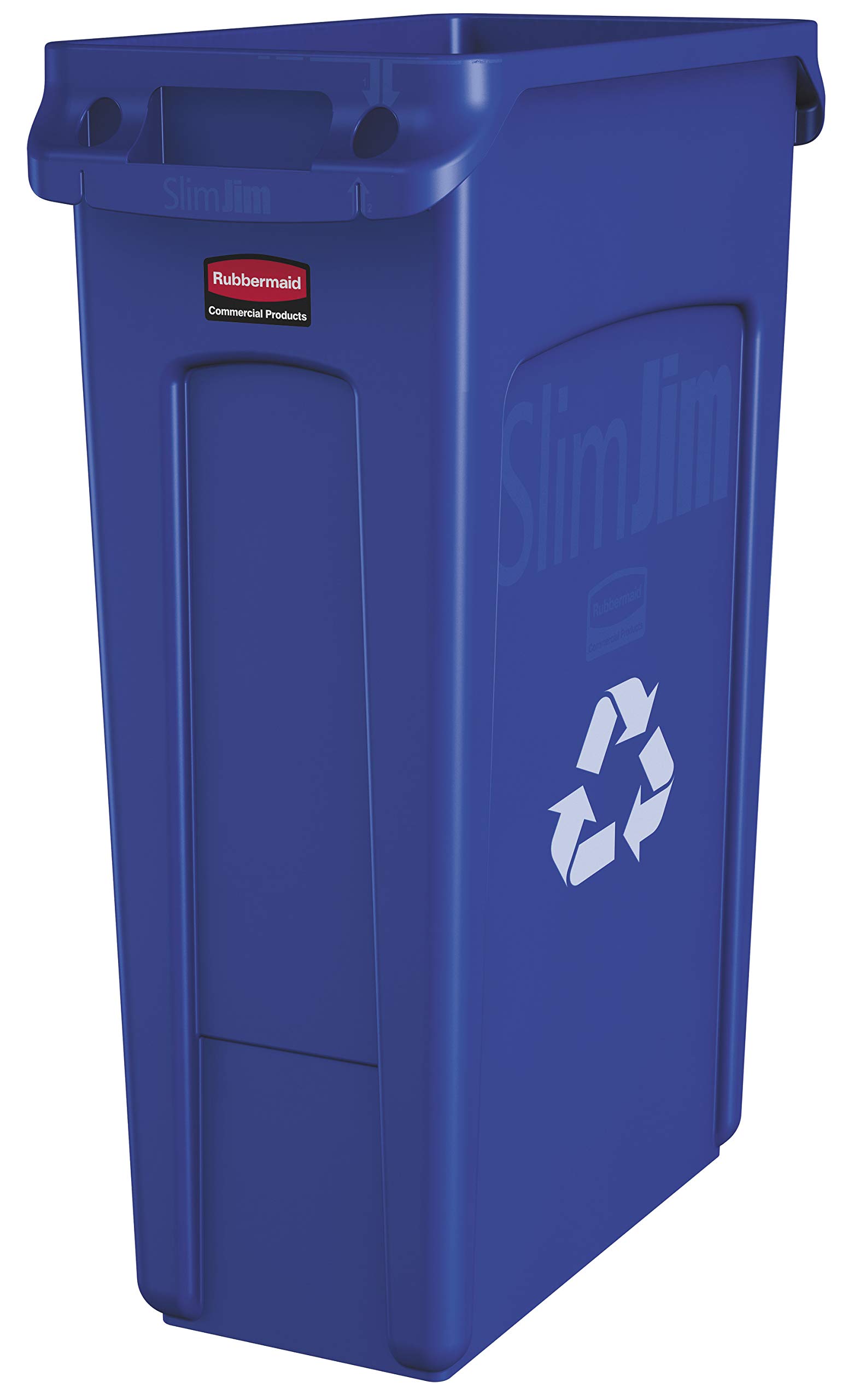 Book Cover Rubbermaid Commercial Products Slim Jim Plastic Rectangular Recycling Bin with Venting Channels, 23 Gallon, Blue Recycling (FG354007BLUE) 23 Gallon Blue Recycling