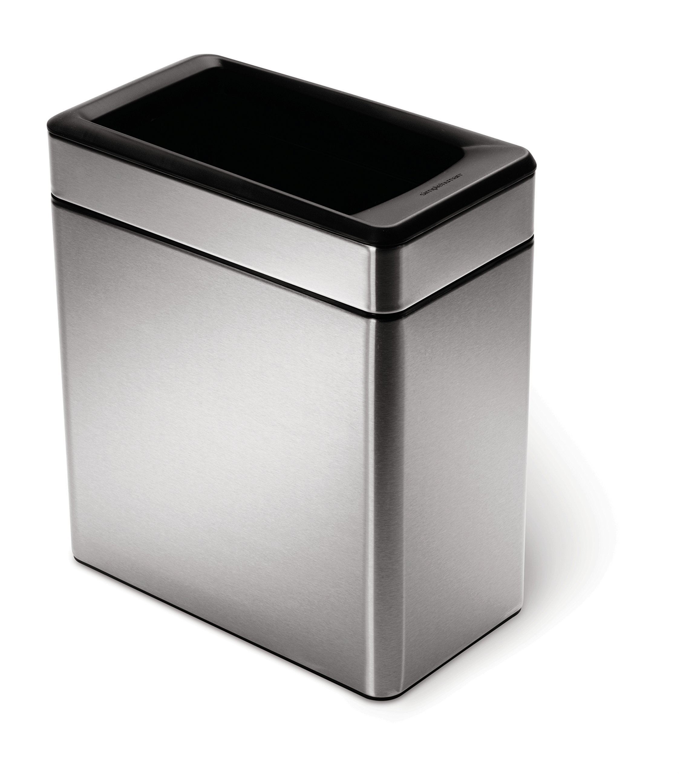 Book Cover simplehuman 10 Liter / 2.6 Gallon Profile Open Trash Can, Brushed Stainless Steel