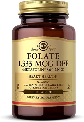 Solgar Folate 800 mcg (as Metafolin) Tablets, 100 Tabs 800 mcg