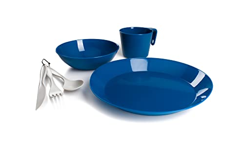 GSI Outdoors Cascadian 1 Person Table Set I 6-Piece Camping, Backpacking Mess Kit, Plastic BPA Free, Plate, Bowl, Mug, Cup & Cutlery Set