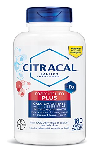 Citracal Maximum, Highly Soluble, Easily Digested, 630 mg Calcium Citrate with 500 IU Vitamin D3, Bone Health Supplement for Adults, Caplets, 180 Count