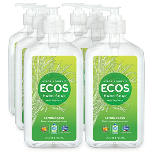 ECOS Hand Soap, Hypoallergenic Lemongrass, 17oz Bottle (6 pack) by Earth Friendly Products