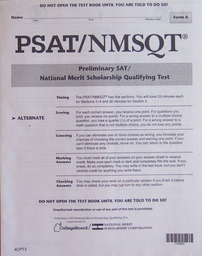 PSAT / NMSQT Qualifying Test (Alternate 2008 Form A)