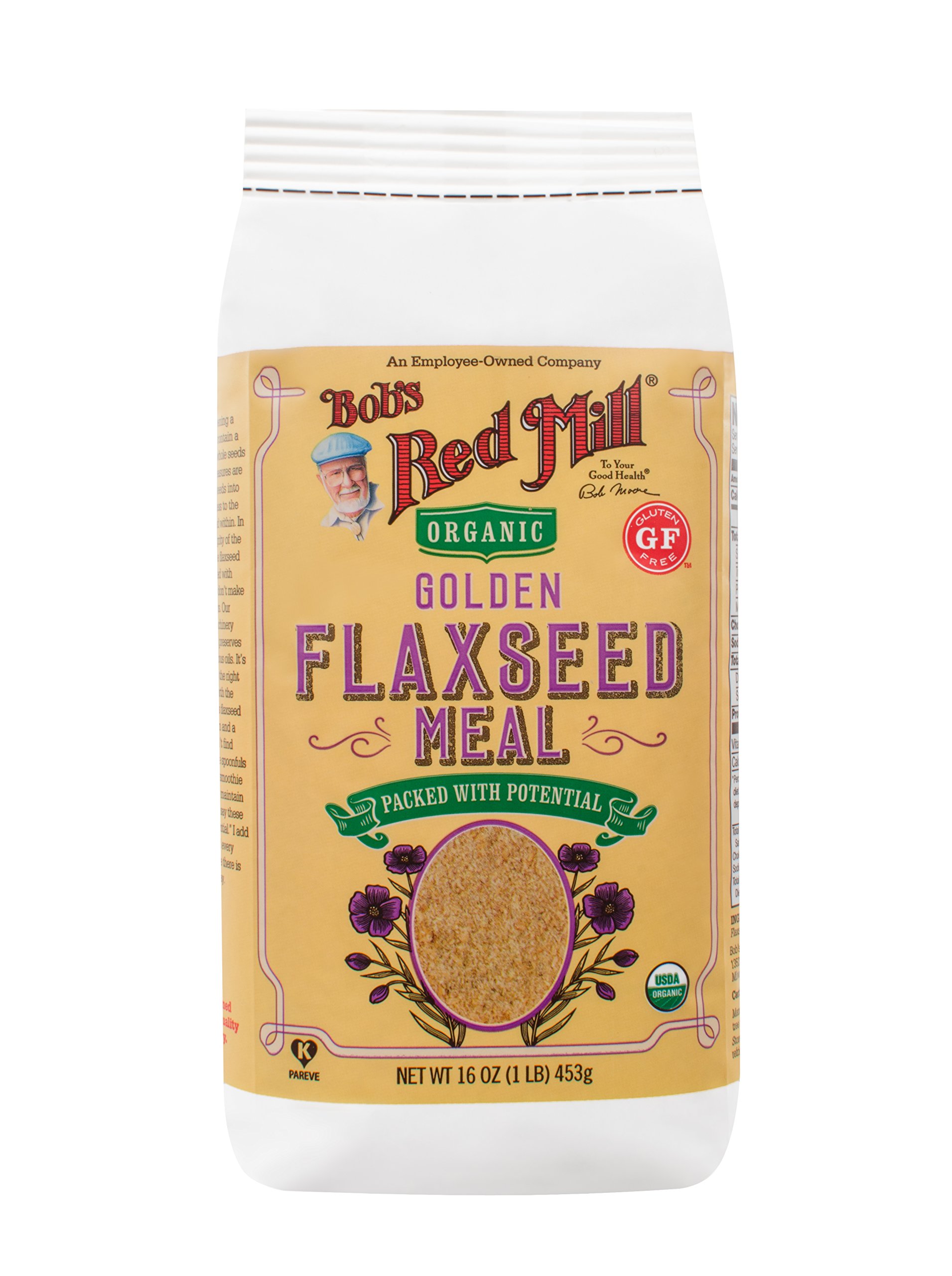 Book Cover Bob's Red Mill Golden Flaxseed Meal, Organic, Gluten Free, Whole Ground, 16 Ounce