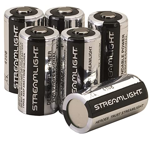 Book Cover Streamlight 85180 3V CR123A Lithium Batteries, 6-Pack, Black