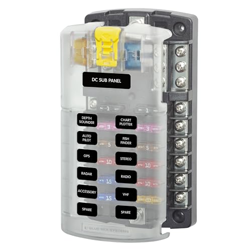 Blue Sea Systems ST Blade Fuse Block - 12 Circuits with Negative Bus & Cover